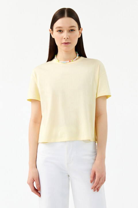 

Футболка хлопковая базовая укороченная, Желтый, Футболка хлопковая базовая укороченная