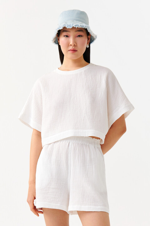 

Футболка oversize укороченная, Белый, Футболка oversize укороченная