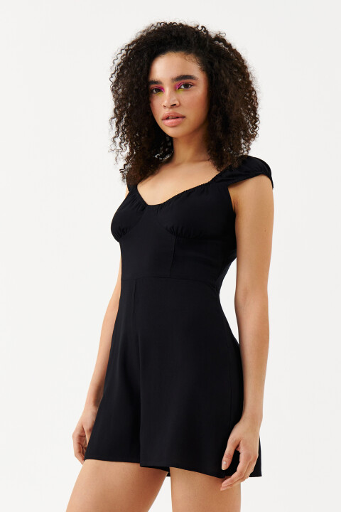 

Полукомбинезон на широких бретелях, Черный, Полукомбинезон на широких бретелях