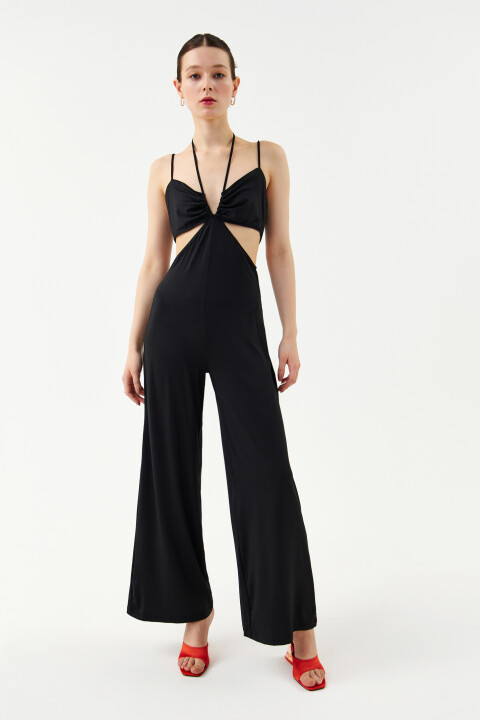 

Полукомбинезон на тонких бретелях с завязками, Черный, Полукомбинезон на тонких бретелях с завязками