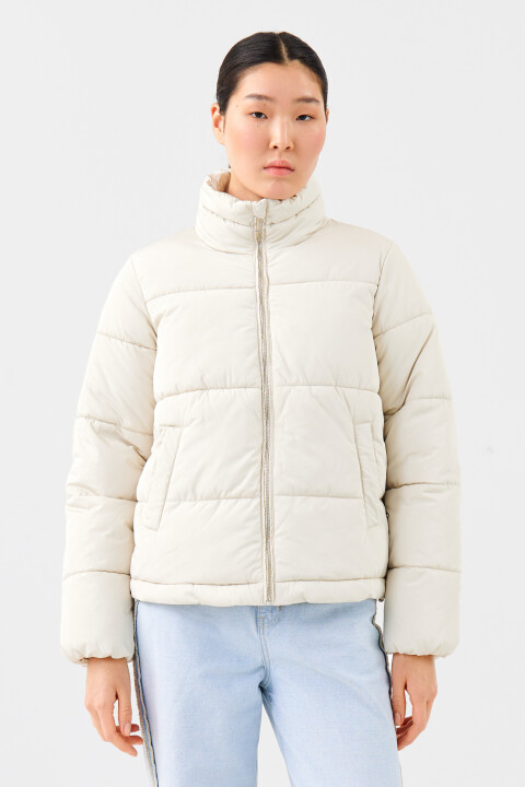 

Куртка стеганая с воротником-стойкой, Бежевый, Куртка стеганая с воротником-стойкой