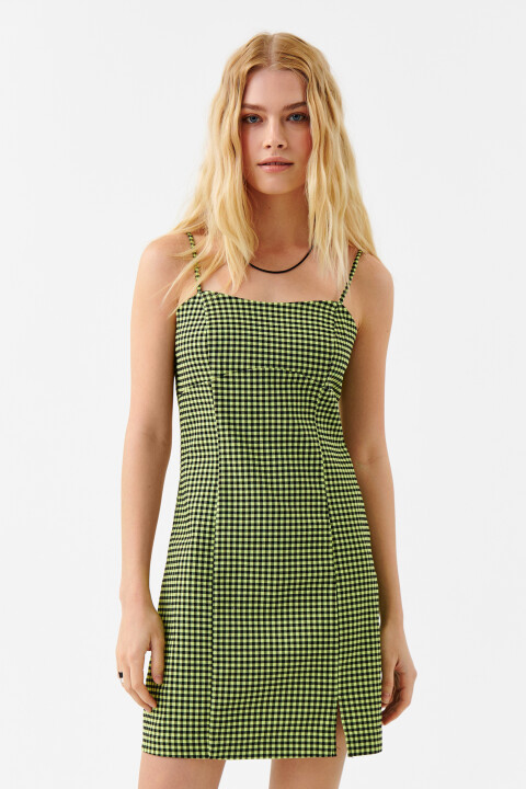 

Платье-сарафан мини на тонких бретелях, Желтый, Платье-сарафан мини на тонких бретелях