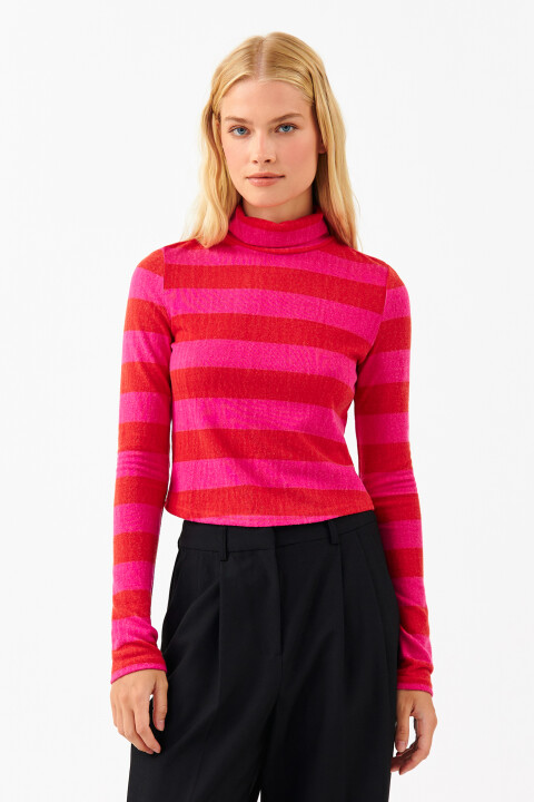 

Водолазка укороченная с принтом, Розовый, Водолазка укороченная с принтом