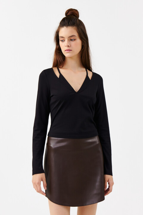 

Лонгслив вискозный с вшитым топом, Черный, Лонгслив вискозный с вшитым топом