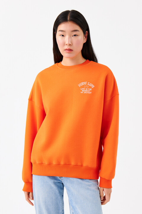 

Свитшот oversize с принтом, Оранжевый, Свитшот oversize с принтом