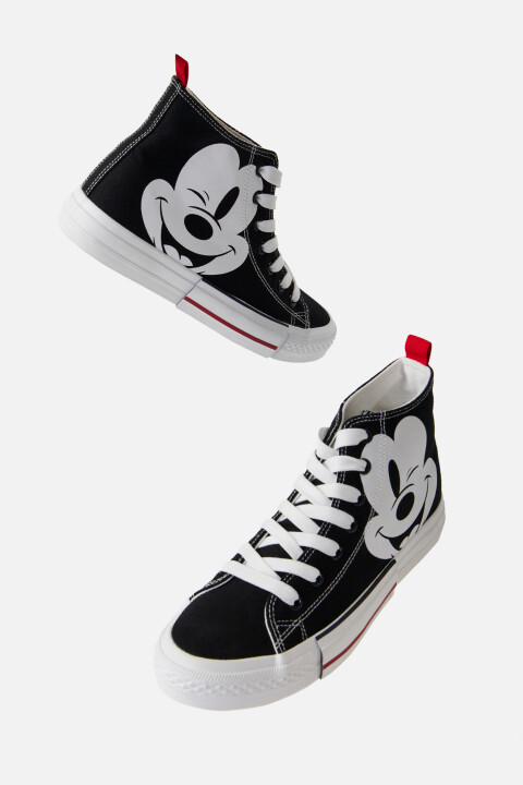 

Кеды высокие с принтом микки маус, Черный, Кеды высокие с принтом микки маус