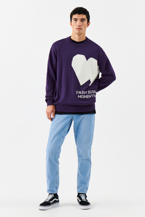 

Джемпер хлопковый вязаный с принтом, Фиолетовый, Джемпер хлопковый вязаный с принтом