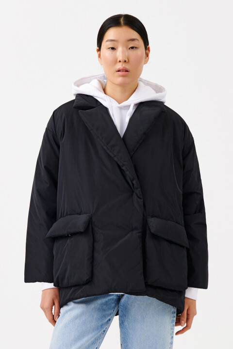 

Куртка-рубашка oversize утепленная, Черный, Куртка-рубашка oversize утепленная