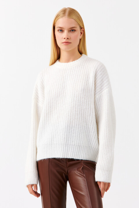 

Джемпер oversize толстой вязки, Бежевый, Джемпер oversize толстой вязки