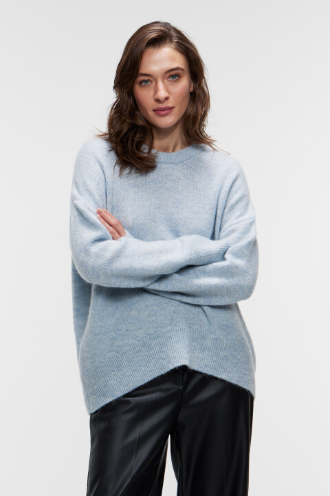 

Свитер oversize с шерстью и мохером, Голубой, Свитер oversize с шерстью и мохером