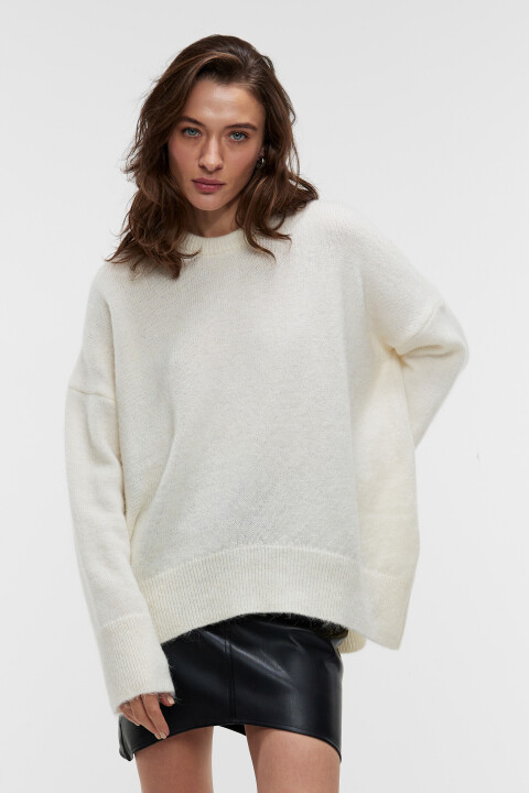 

Свитер oversize с шерстью и мохером, Бежевый, Свитер oversize с шерстью и мохером