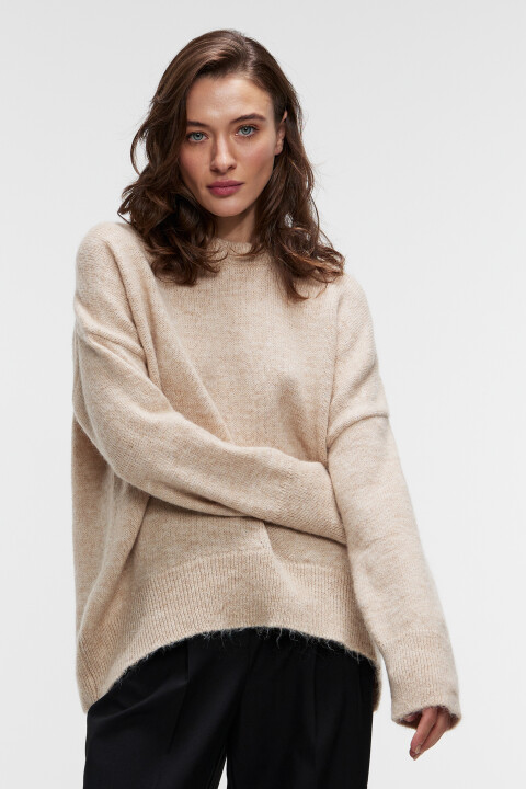 

Свитер oversize с шерстью и мохером, Бежевый, Свитер oversize с шерстью и мохером