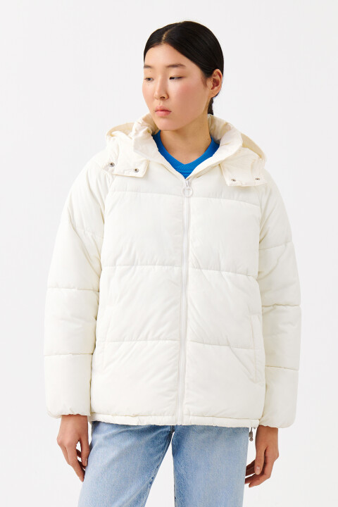 

Куртка зимняя стеганая с капюшоном, Молочный, Куртка зимняя стеганая с капюшоном