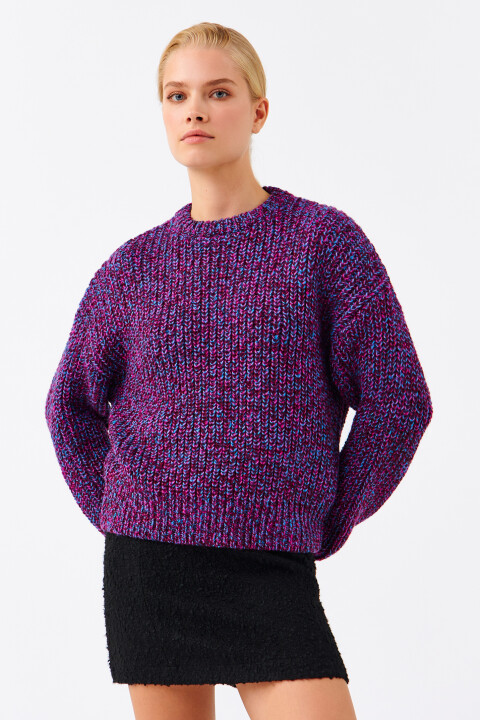 

Свитер oversize меланжевый толстой вязки, Мультиколор, Свитер oversize меланжевый толстой вязки
