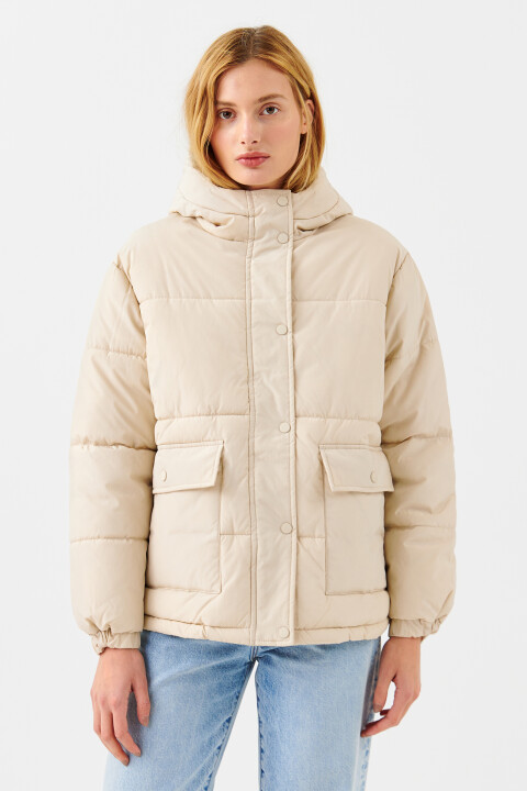 

Куртка стеганая oversize, Бежевый, Куртка стеганая oversize