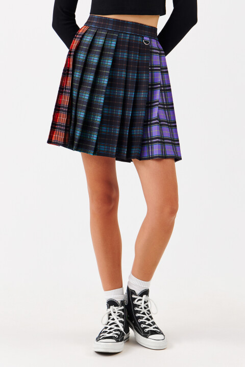 

Юбка мини плиссированная в клетку, Мультиколор, Юбка мини плиссированная в клетку