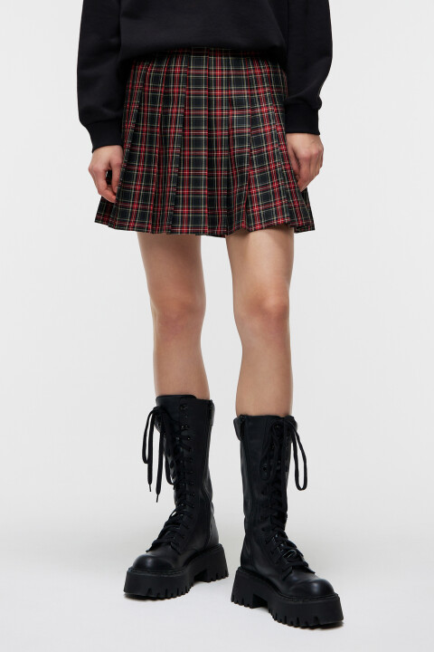 

Юбка мини плиссированная клетчатая, Красный, Юбка мини плиссированная клетчатая