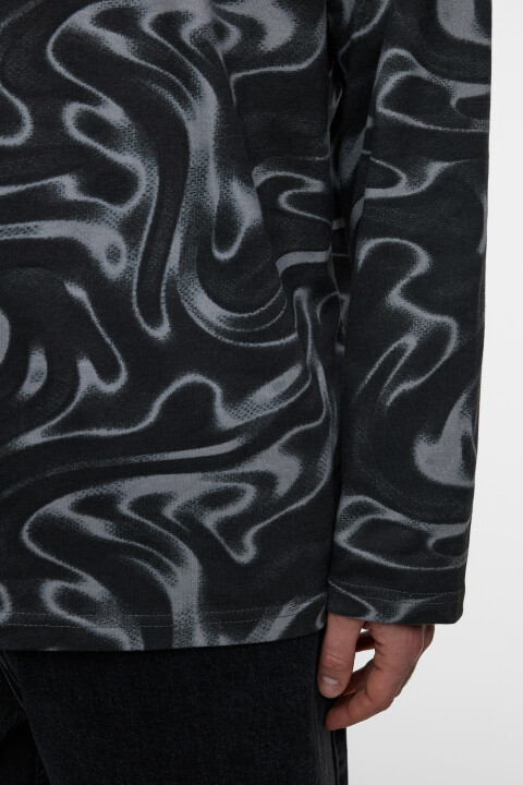 

Лонгслив oversize хлопковый с принтом, Серый, Лонгслив oversize хлопковый с принтом
