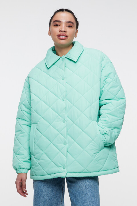 

Куртка-рубашка oversize стеганая утепленная, Зеленый, Куртка-рубашка oversize стеганая утепленная