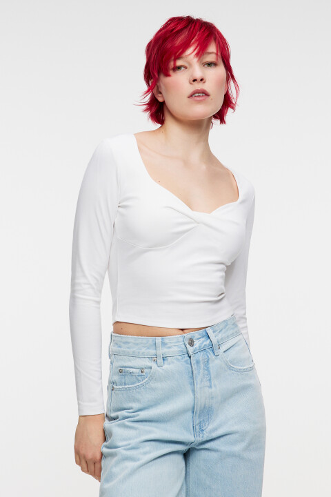 

Блузка-топ вискозная с фигурным вырезом, Белый, блузка-топ вискозная с фигурным вырезом