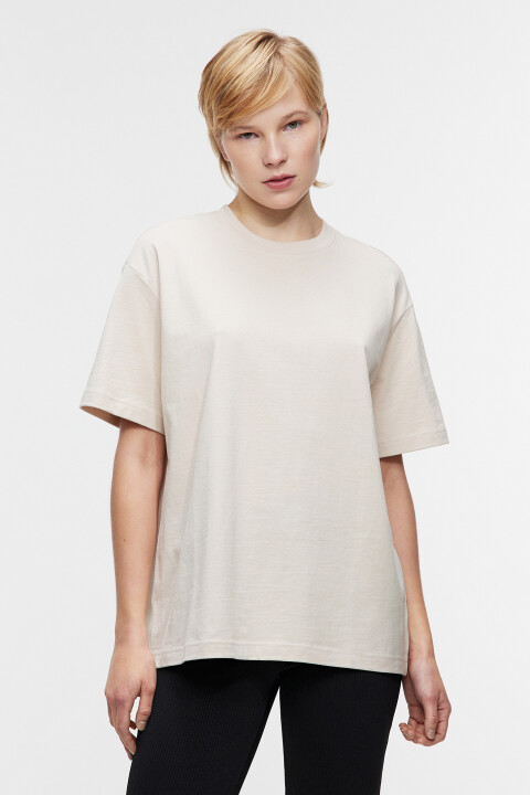 

Футболка oversize хлопковая базовая, Бежевый, Футболка oversize хлопковая базовая