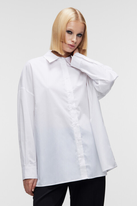 

Рубашка oversize белая классическая, Белый, Рубашка oversize белая классическая