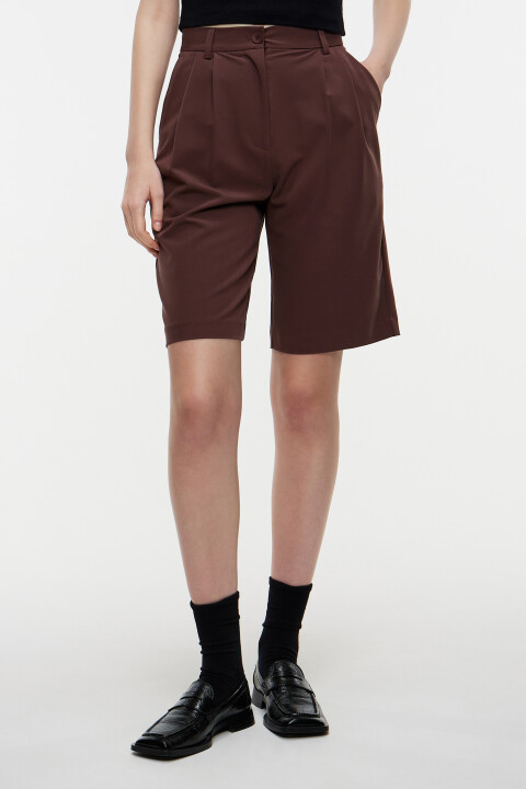 

Шорты-бермуды костюмные с высокой посадкой, Коричневый, Шорты-бермуды костюмные с высокой посадкой