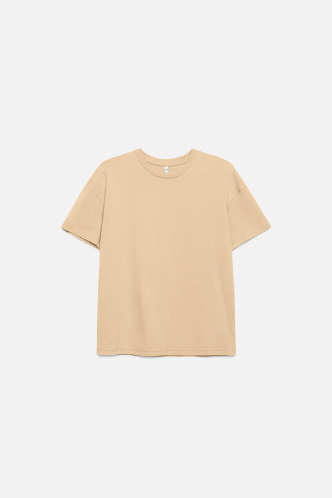 

Футболка хлопковая базовая oversize, Бежевый, Футболка хлопковая базовая oversize