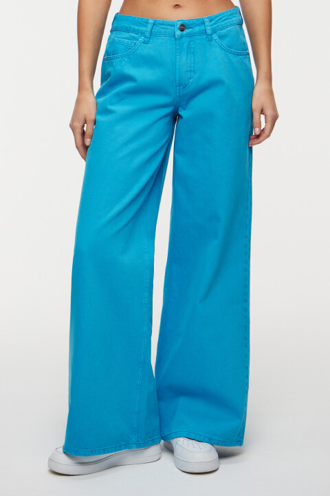 

Джинсы-трубы суперширокие цветные с низкой посадкой, Голубой, Джинсы-трубы суперширокие цветные с низкой посадкой