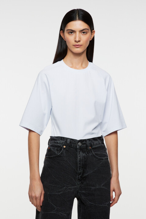 

Футболка-боди хлопковая со свободными рукавами реглан, Белый, Футболка-боди хлопковая со свободными рукавами реглан