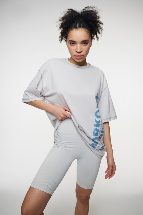 

Футболка oversize спортивная с принтом-надписью, Серый, Футболка oversize спортивная с принтом-надписью