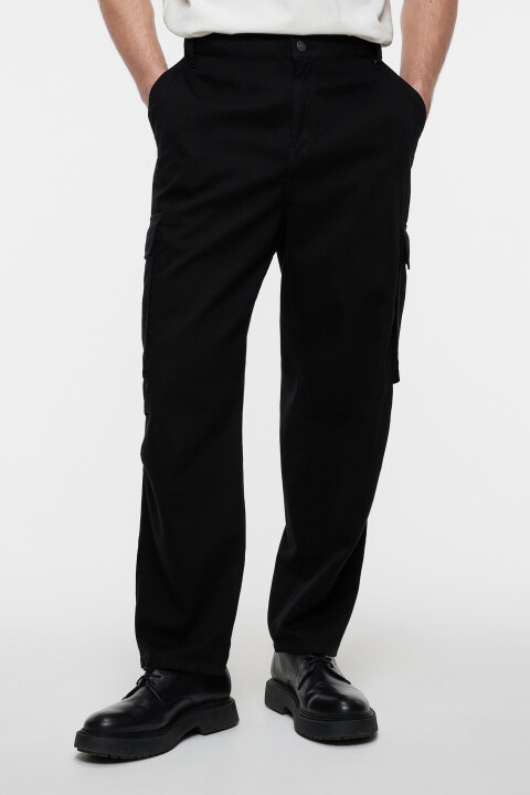 брюки карго хлопковые прямые befree черного цвета