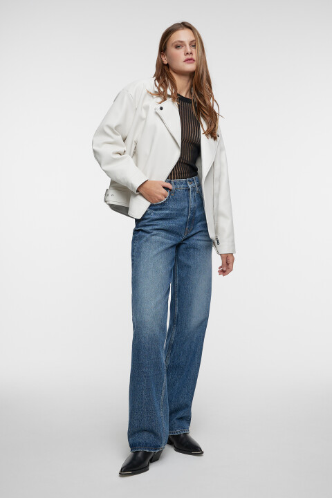

Куртка-косуха oversize из искусственной кожи, Бежевый, Куртка-косуха oversize из искусственной кожи