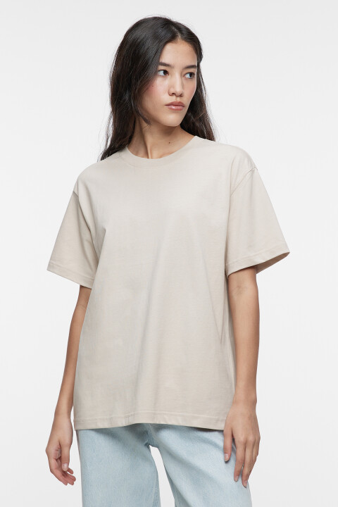 

Футболка oversize хлопковая однотонная, Бежевый, Футболка oversize хлопковая однотонная
