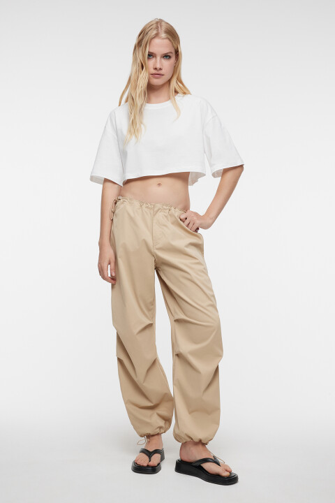 

Футболка-топ oversize укороченная однотонная, Белый, Футболка-топ oversize укороченная однотонная