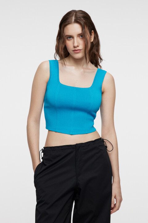 

Топ-майка вискозный тонкой вязки на широких бретелях, Голубой, Топ-майка вискозный тонкой вязки на широких бретелях