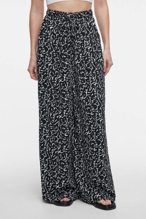 

Брюки-палаццо широкие вискозные с поясом на завязках, Черный, Брюки-палаццо широкие вискозные с поясом на завязках