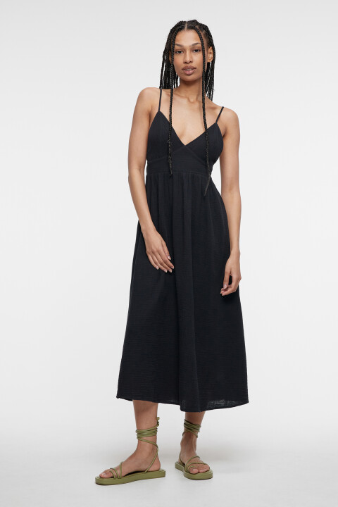 

Платье-сарафан миди хлопковое с открытой спинкой, Черный, Платье-сарафан миди хлопковое с открытой спинкой