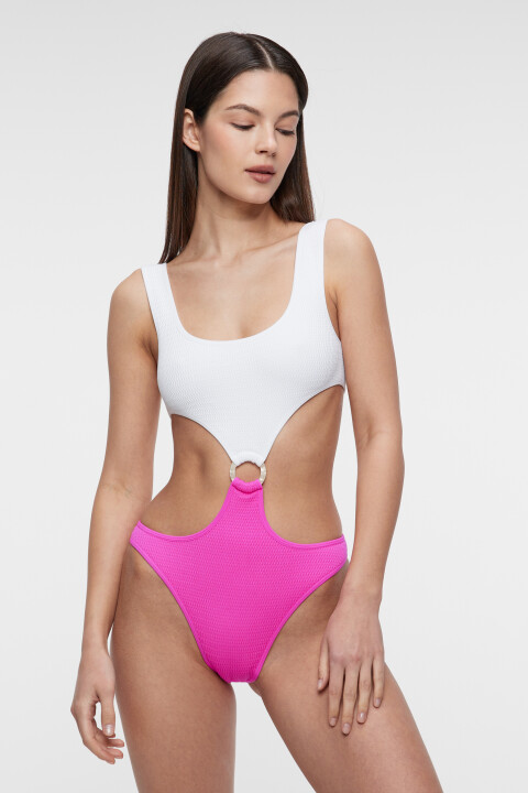 

Купальник слитный с вырезами и перемычкой-кольцом, Розовый, Купальник слитный с вырезами и перемычкой-кольцом