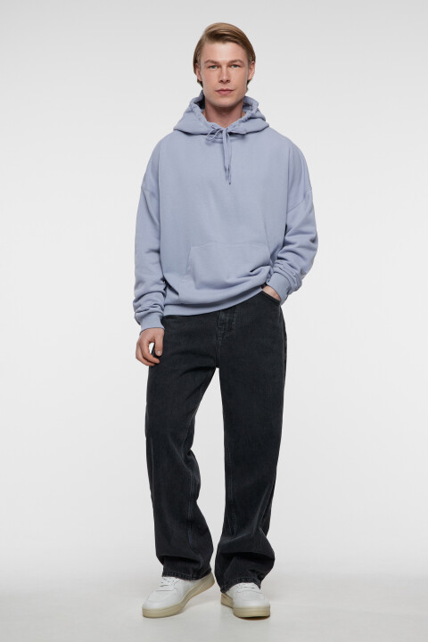 

Толстовка oversize хлопковая с черепом на спине, Серый, Толстовка oversize хлопковая с черепом на спине