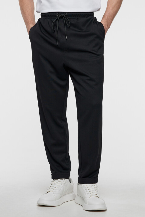 

Брюки прямые с подворотами и поясом на завязках, Черный, Брюки прямые с подворотами и поясом на завязках