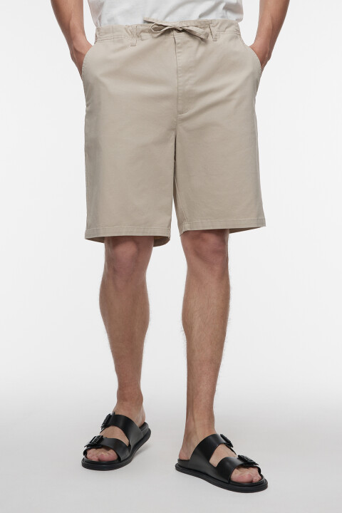 

Шорты прямые хлопковые с поясом на завязках, Бежевый, Шорты прямые хлопковые с поясом на завязках