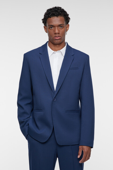 

Пиджак slim fit однобортный из костюмной ткани, Синий, Пиджак slim fit однобортный из костюмной ткани