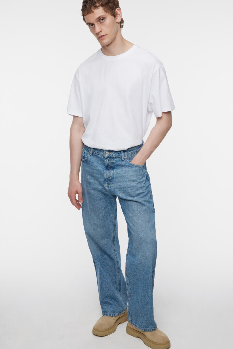

Джинсы wide leg широкие с вареным эффектом, Голубой, Джинсы wide leg широкие с вареным эффектом