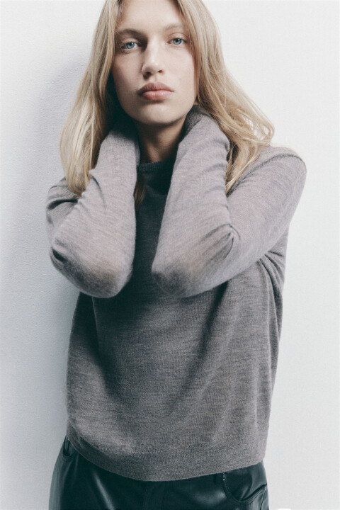 

Свитер вязаный премиум из 100% шерсти мериноса, Бежевый, Свитер вязаный премиум из 100% шерсти мериноса