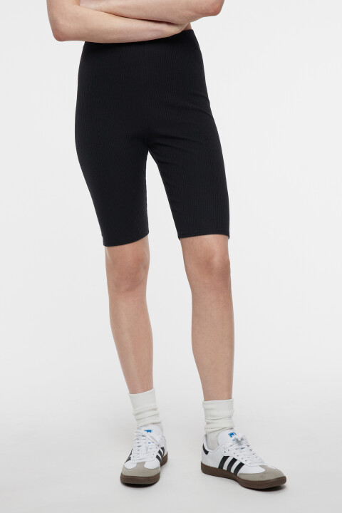 

Шорты-велосипедки хлопковые в рубчик с высокой посадкой, Черный, Шорты-велосипедки хлопковые в рубчик с высокой посадкой