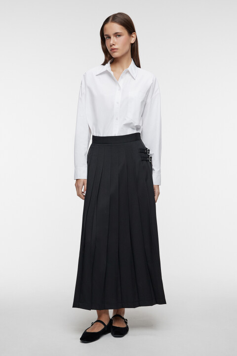 

Рубашка oversize удлиненная с нагрудным карманом, Белый, Рубашка oversize удлиненная с нагрудным карманом