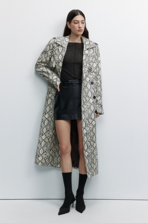 

Плащ-тренчкот из искусственной кожи с принтом и фактурой под питона, Мультиколор, Плащ-тренчкот из искусственной кожи с принтом и фактурой под питона