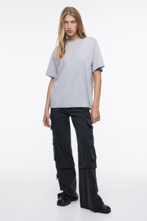 

Футболка oversize хлопковая однотонная, Серый, Футболка oversize хлопковая однотонная