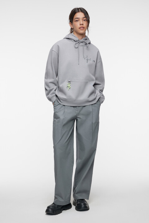 

Худи oversize хлопковая с принтом-абстракцией и декором, Серый, Худи oversize хлопковая с принтом-абстракцией и декором